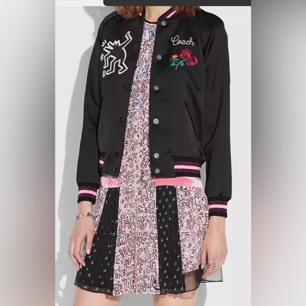 Coach X Keith Haring Satin Bomber Jacket size US 2